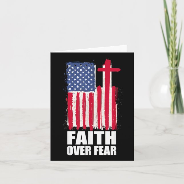 Faith Over Fear Prayer America Pride Us Flag Ameri Card (Front)