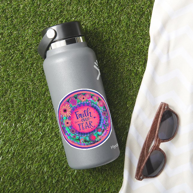 Faith over Fear Pretty Pink Inspirivity Floral Sticker (HydroFlask Insitu)