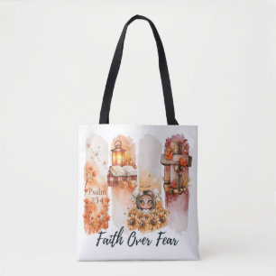 Faith Over Fear Psalm 23:4 Autumn Shirt Tote Bag