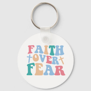 Faith Over Fear Retro Christian  Keychain