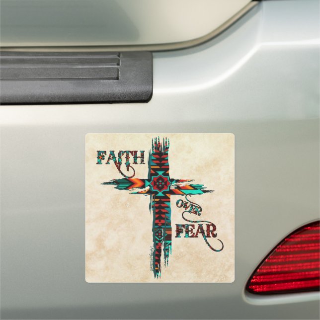 Faith Over Fear, Southwest Cross Car Magnet (In Situ)