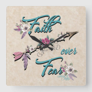 Faith Over Fear Square Wall Clock