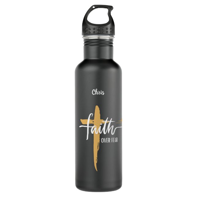 Faith Over Fear  Stainless Steel Water Bottle (Front)