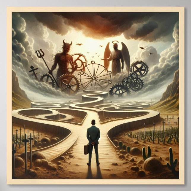 Faith Over Fear - Surreal Landscape Framed Art (Framed Front)