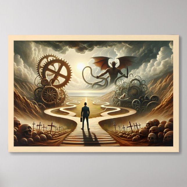 Faith Over Fear - Surreal Landscape Framed Art (Framed Front)