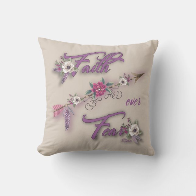 Faith Over Fear Throw Pillow (Front)