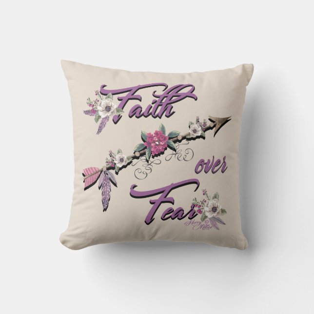 Faith Over Fear Throw Pillow (Front)
