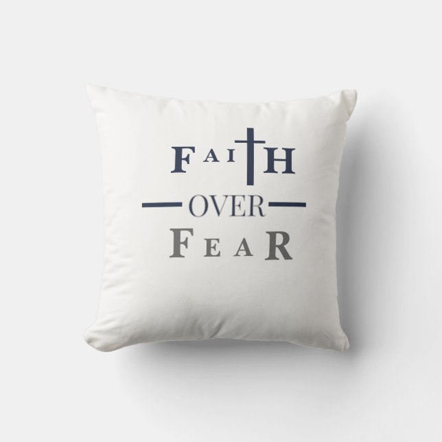 Faith Over Fear Throw Pillow – Minimal Christian  (Front)