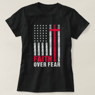 Faith Over Fear Typography American Flag T-Shirt