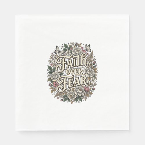 Faith Over Fear Vintage Floral Butterfly Napkins
