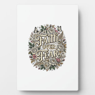 Faith Over Fear Vintage Floral Butterfly Plaque
