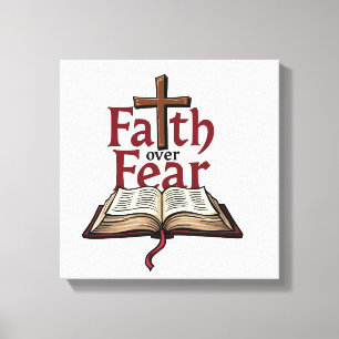 Faith Over Fear Vintage Jesus Faith Tee (1) Canvas Print