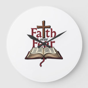 Faith Over Fear Vintage Jesus Faith Tee (1) Large Clock