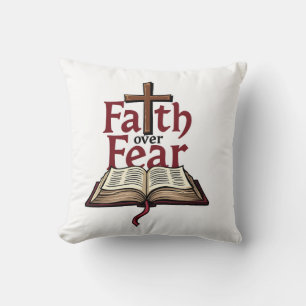 Faith Over Fear Vintage Jesus Faith Tee (1) Throw Pillow