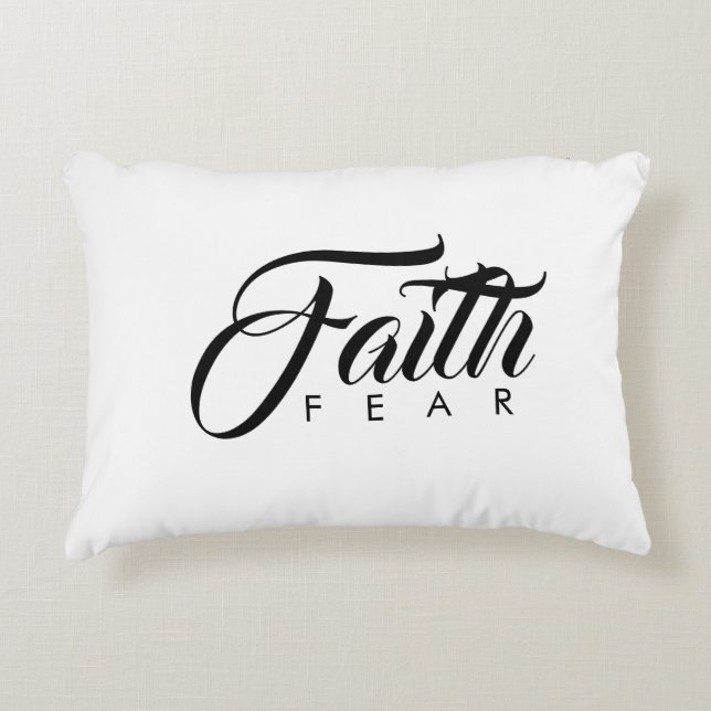Faith Over Fear White Accent Pillow (Front)