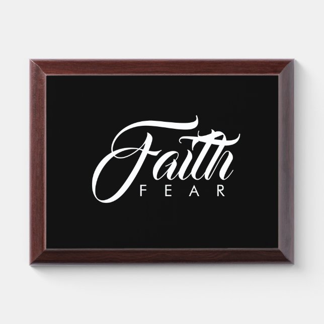 Faith Over Fear White and Black Award Plaque (Horizontal)