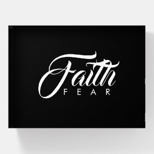 Faith Over Fear White and Black Paperweight