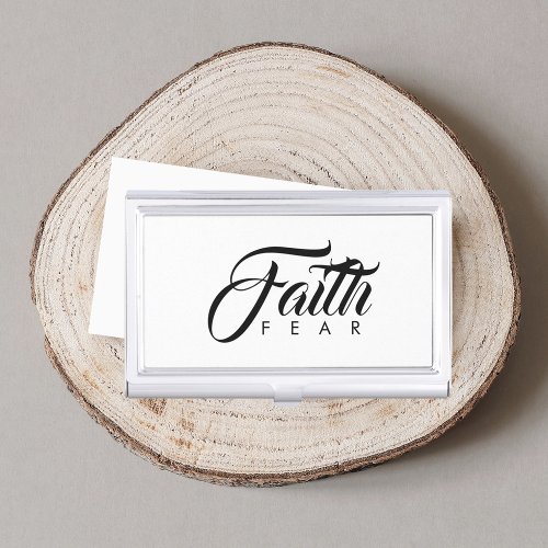 Faith Over Fear White Business Card Case