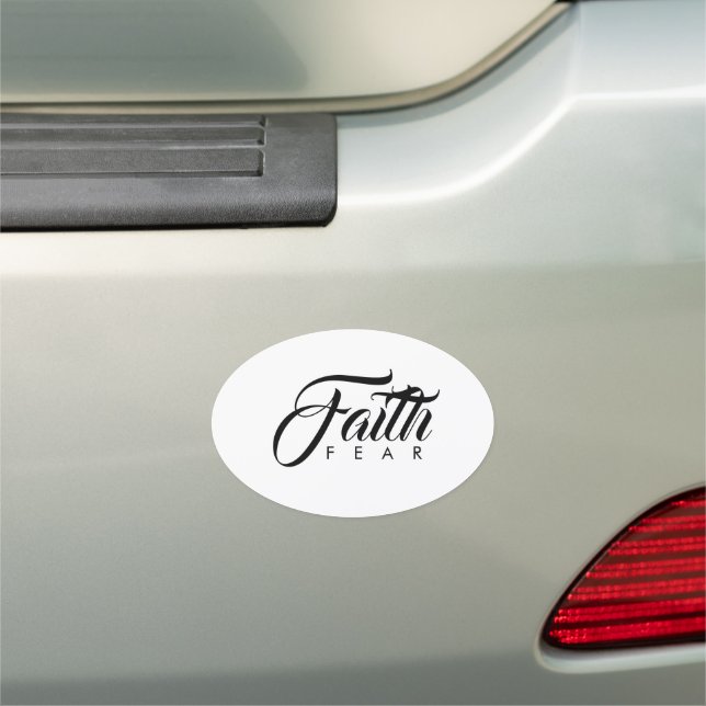 Faith Over Fear White Car Magnet (In Situ)