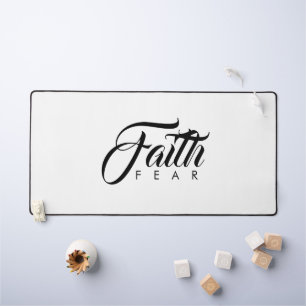 Faith Over Fear White Desk Mat