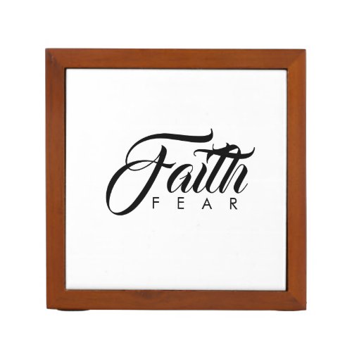 Faith Over Fear White Desk Organizer