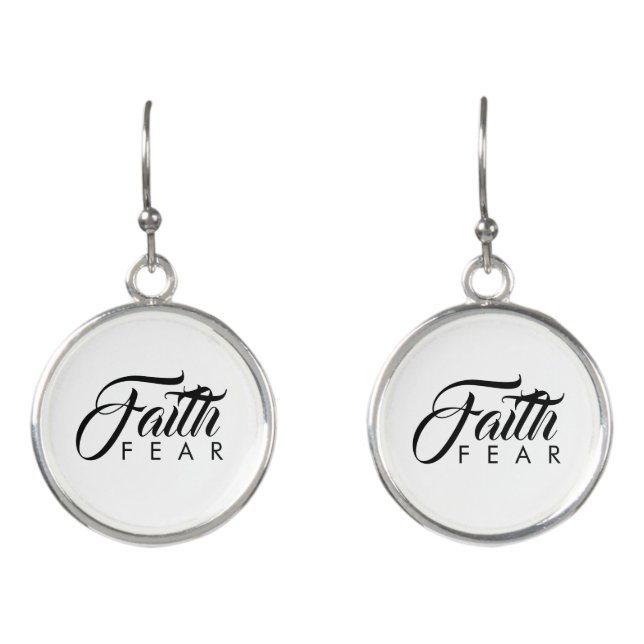 Faith Over Fear White Earrings (Front)