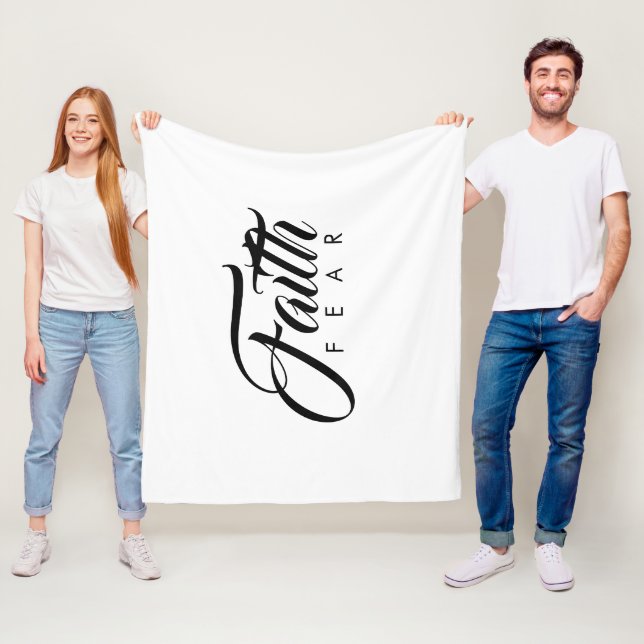 Faith Over Fear White Fleece Blanket (In Situ)