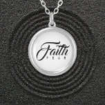 Faith Over Fear White Locket Necklace<br><div class="desc">Visual wordplay text design with the first line in a strong beautiful font printed in bold above the second line of small wide-spaced letters. Keep the inspirational saying 'Faith Over Fear' for a gift of encouragement, or use the text template to create a new inspiring quote. Edit to change the...</div>