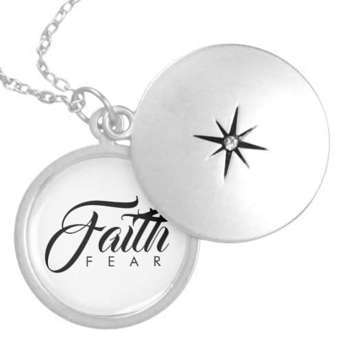 Faith Over Fear White Locket Necklace