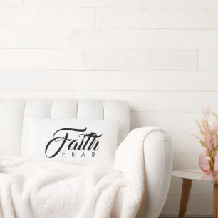 Faith Over Fear White Lumbar Pillow