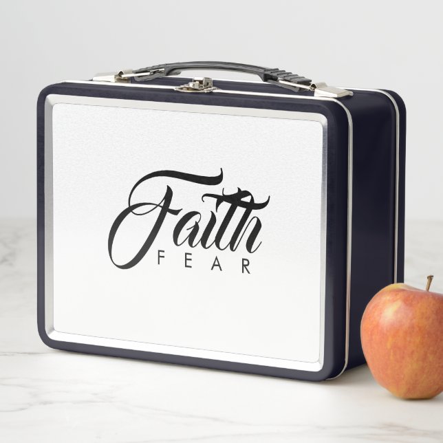 Faith Over Fear White Metal Lunch Box (In Situ)