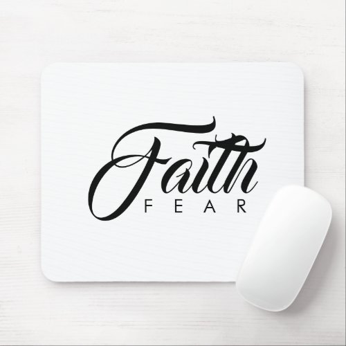 Faith Over Fear White Mouse Pad
