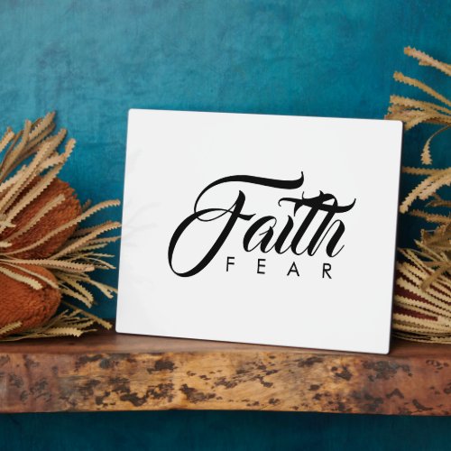Faith Over Fear White Plaque
