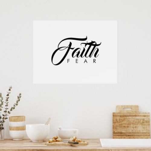 Faith Over Fear White Poster