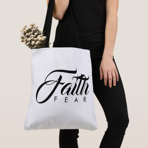 Faith Over Fear White Tote Bag