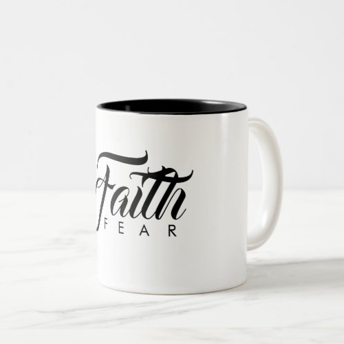 Faith Over Fear White Two_Tone Coffee Mug