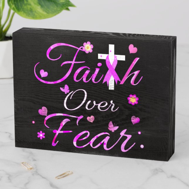 Faith Over Fear Wooden Box Sign (In Situ Horizontal)