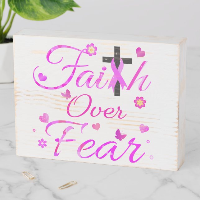Faith Over Fear Wooden Box Sign (In Situ Horizontal)