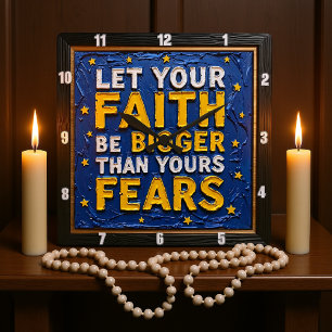 Faith Over Fears Textured Art Square Wall Clock