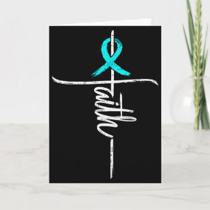 Faith Pcos Awareness Cross Christian Ribbon Teal S Card