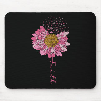 Faith Pink Flower Breast Cancer Awareness Mouse Pad