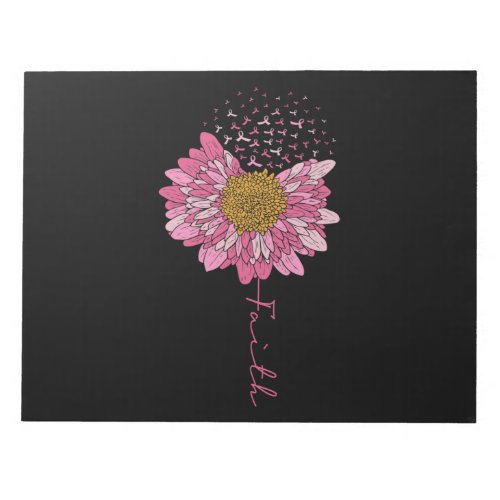 Faith Pink Flower Breast Cancer Awareness Notepad