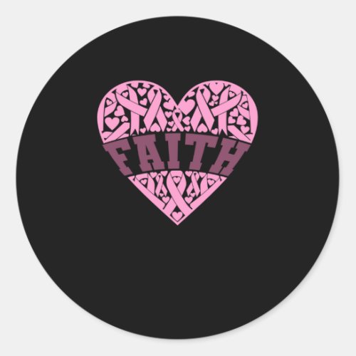 Faith Pink Heart Breast Cancer Awareness Classic Round Sticker