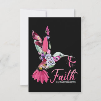 Faith Pink Ribbon Hummingbird Breast Cancer Card