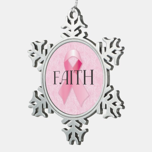 Faith Pink Ribbon Snowflake Ornament (Right)
