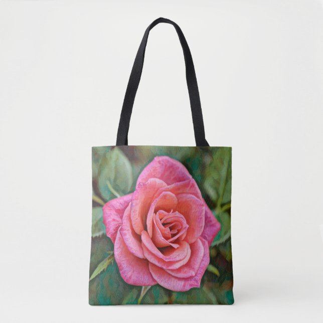 Faith Pink Rose Art Tote (Front)