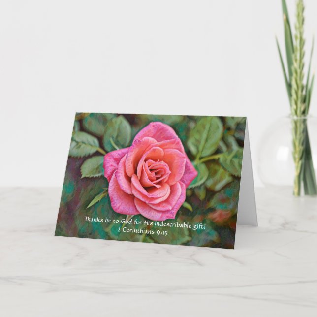 Faith Pink Rose Thank You Card (Front)