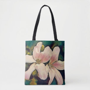 Faith Pink Tropical Style Flowers Tote 