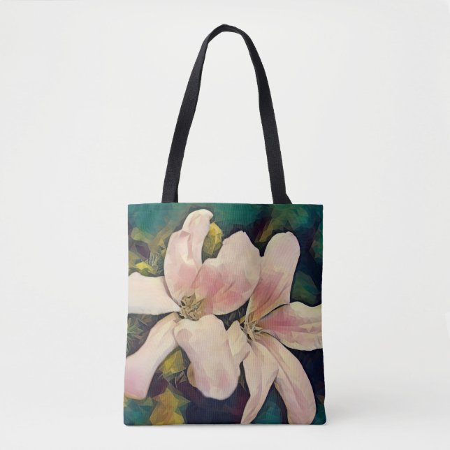 Faith Pink Tropical Style Flowers Tote  (Front)