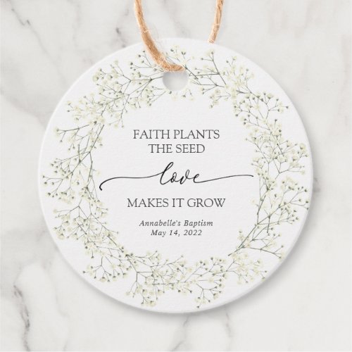 Faith Plants the Seed Love Makes It Grow Baptism Favor Tags